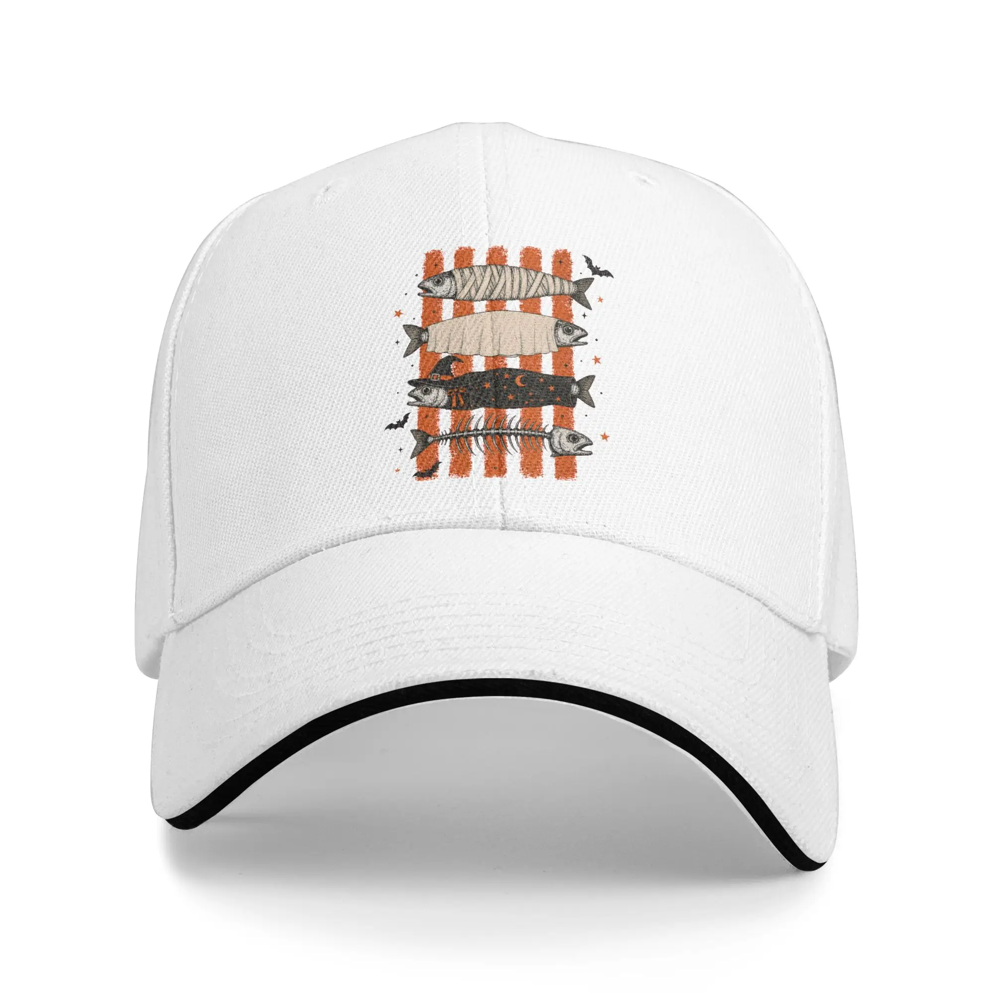 Halloween Trout Fish Ghost Pumpkin Sandwich Baseball Caps Popular Skeleton Mummy Men Women All Seasons Adjustable Headwear Hat