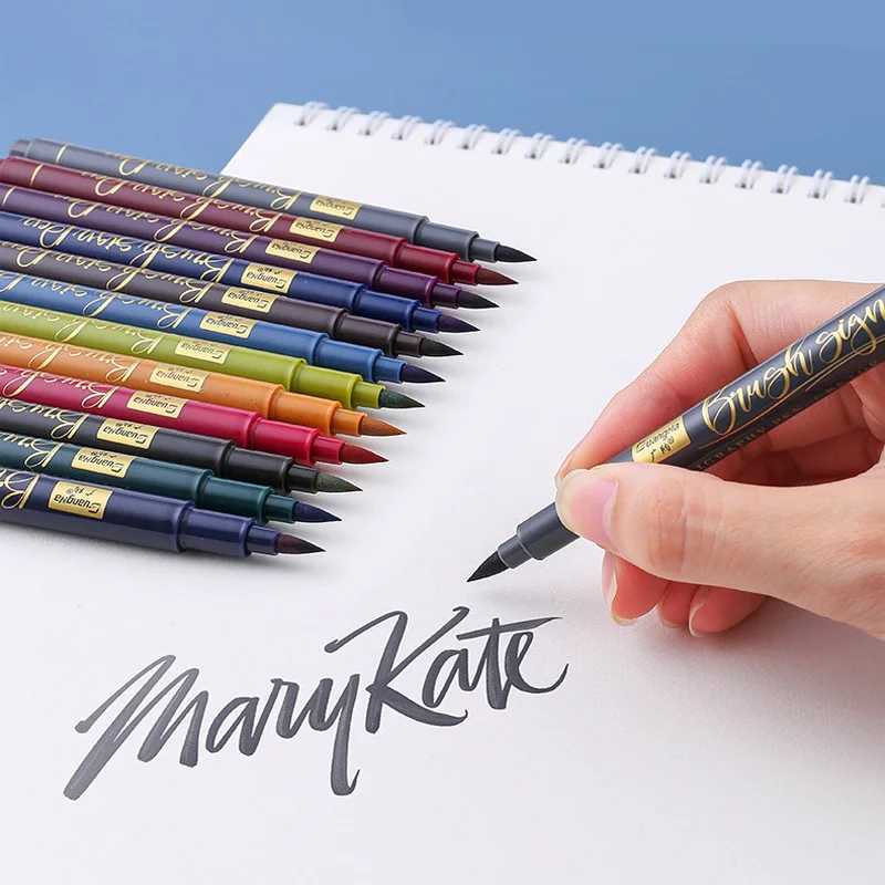 

Винтажная цветная большая и маленькая красивая ручка с обычным шрифтом, набор из 12 цветов, ручная роспись, ручка для каллиграфии, ручка для скетчинга, мягкая меховая ручка