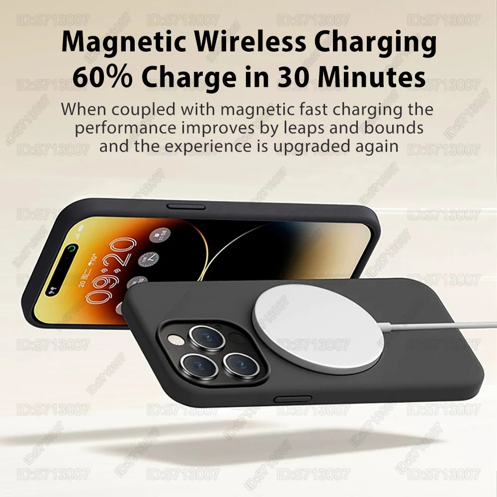 Luxury For Magsafe Wireless Charge Magnetic Case For iPhone 11 12 13 14 15 16 Pro Max Plus Liquid Silicone Shockproof Back Cover