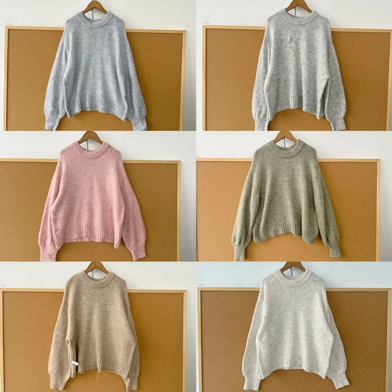 

Long Sve Thermal Acrylic Sweater Autumn Winter Loose Overhead Small Dot Design Comfortable Warm round Ne Top