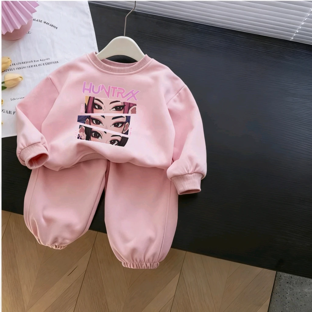 2025's سخونة K-POP Huntrix الدعاوى بلوزات مجموعات طويلة الأكمام البلوز ملابس كاجوال طفل بلايز + السراويل الخريف الربيع الملابس