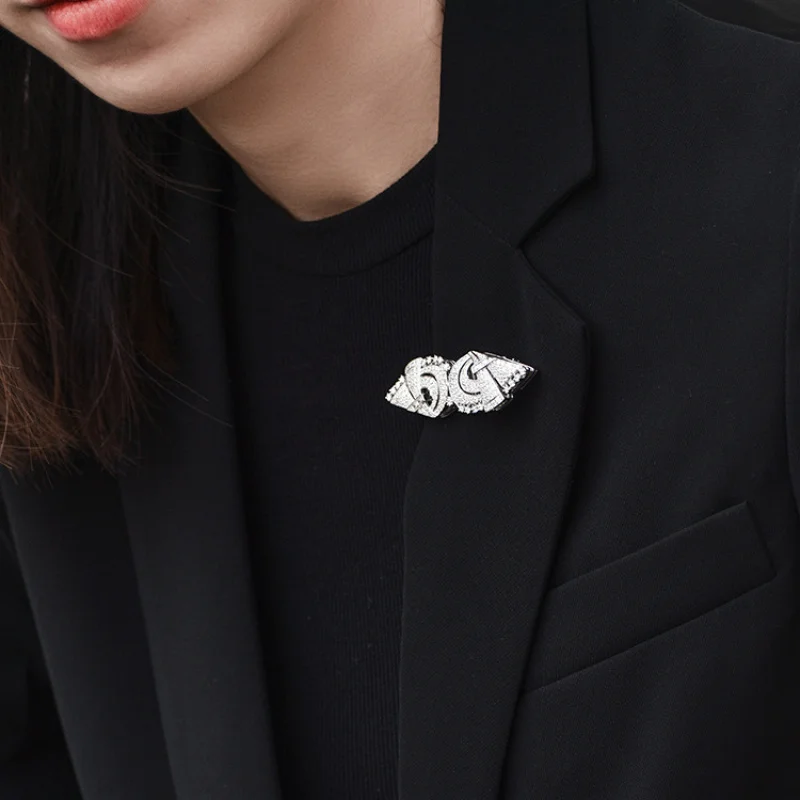 925 silver gold plated multi-purpose pair double clip brooch women can be separated to wear suit accessories