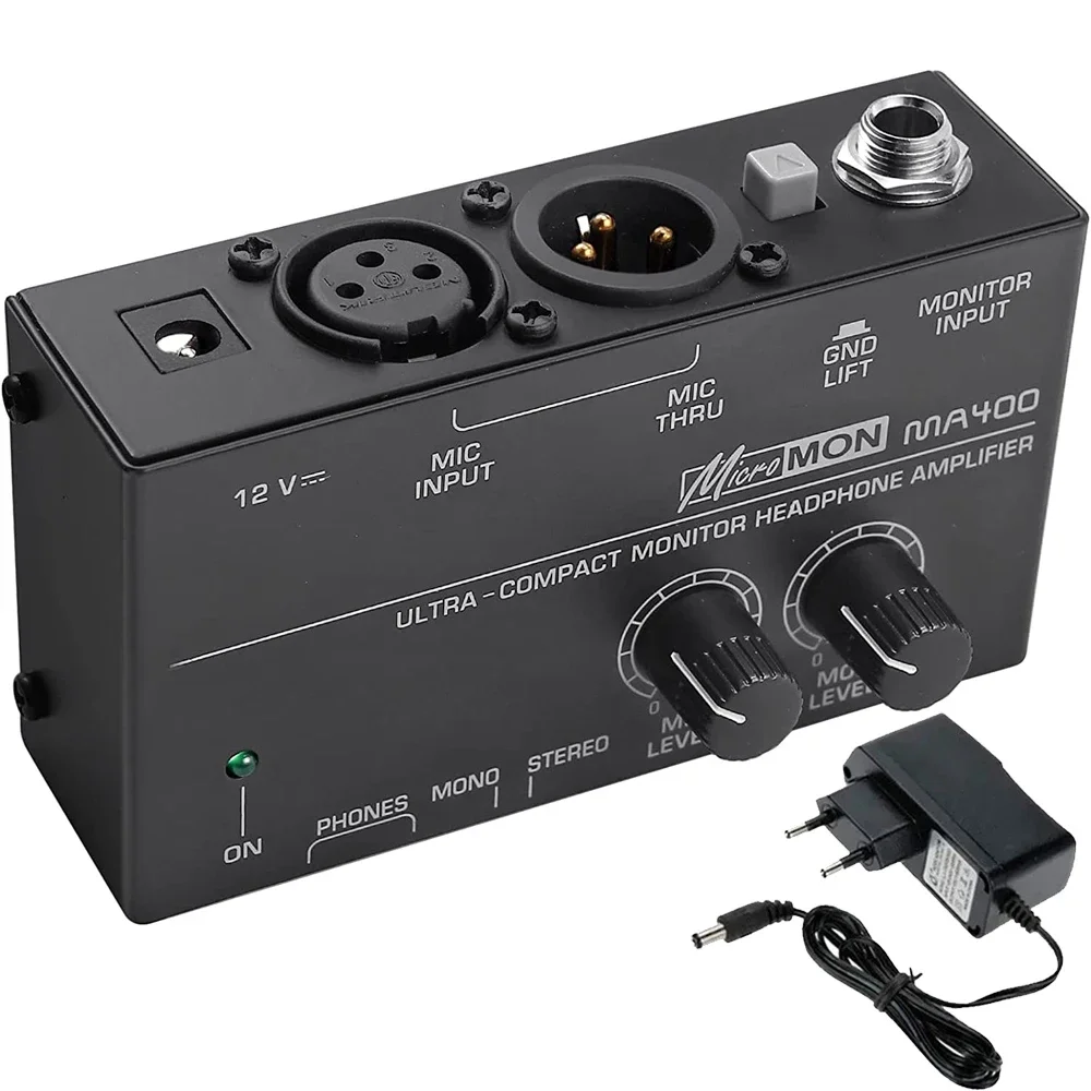 

MA400 Headphone Preamplifier 6.35mm & 3.5mm Headphone Monitor Microphone Enlarge Mixer Suitable for Speech / Live Streaming