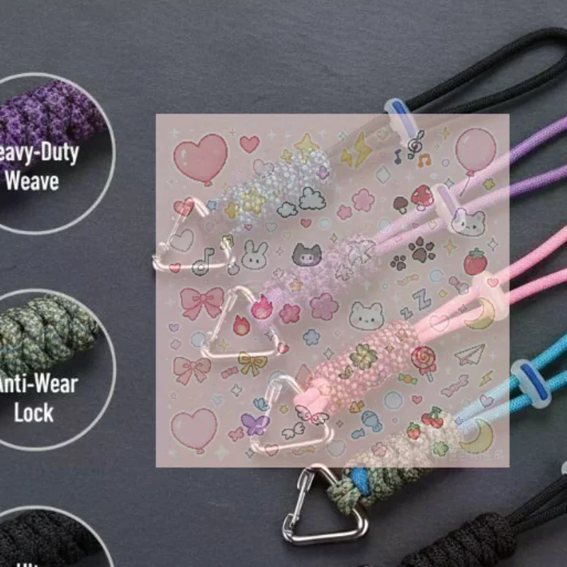 Hand Braided Umbrella Rope Keychain Men Triangular Metal Buckle Outdoor EDC Survival Knife Lanyard Keyring Couple Jewelry