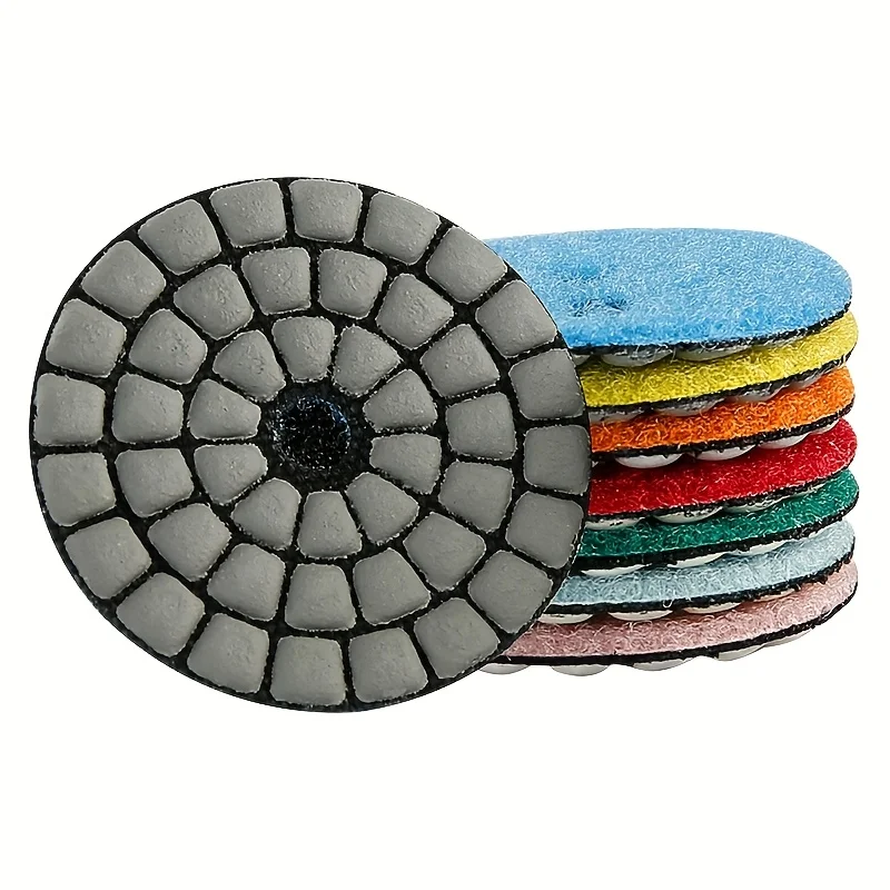 7 قطع من وسادات تلميع الماس مقاس 2 بوصة مع محول M14 - وسادات طحن الحجر الجاف من الدرجة الاحترافية للرخام والجرانيت والتيرازو