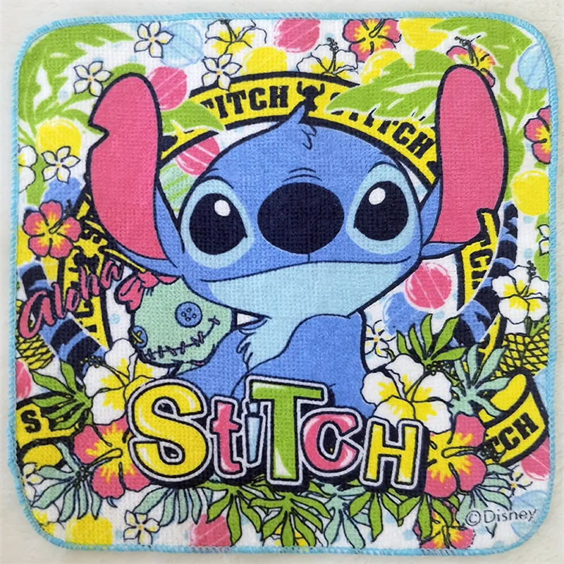 Disney Lilo e Stitch Cartoon Hand Towel, Lenço Quadrado Pequeno, Wash Face Wipe Hands, Meninos e meninas, 20x20cm