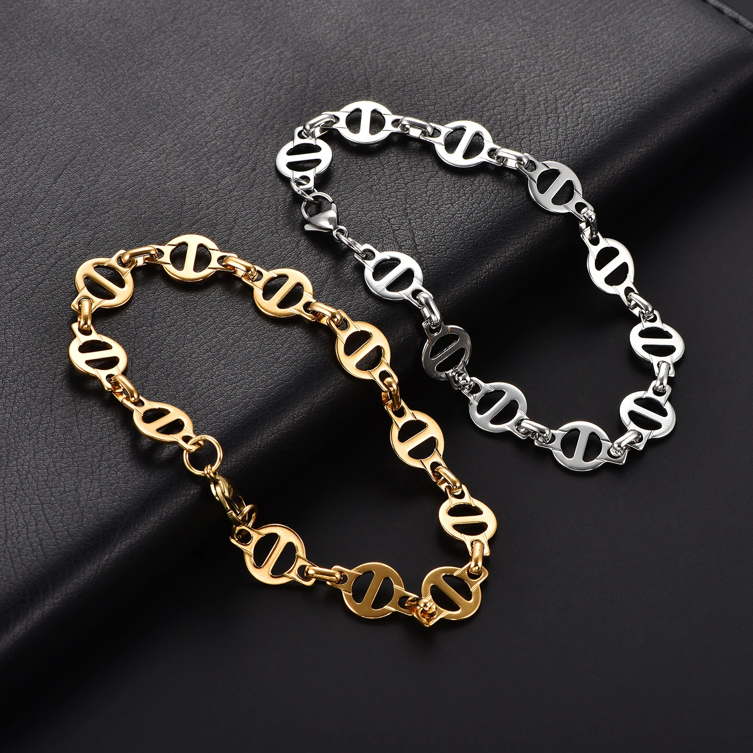 Personalisierter Schweinsnase-Anhänger, Leichter, Beliebter Schmuck für Damen und Herren, Charm-Armbänder aus Edelstahl – Detail 3