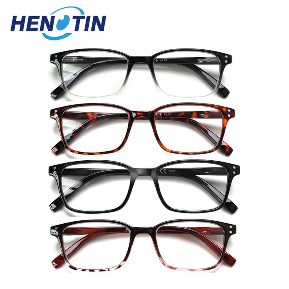 Henotin 4 Pack  Blue Light Blocking Reading Glasses Metal Hinge Men Women Comfort Computer Eyeglasses+0--+400