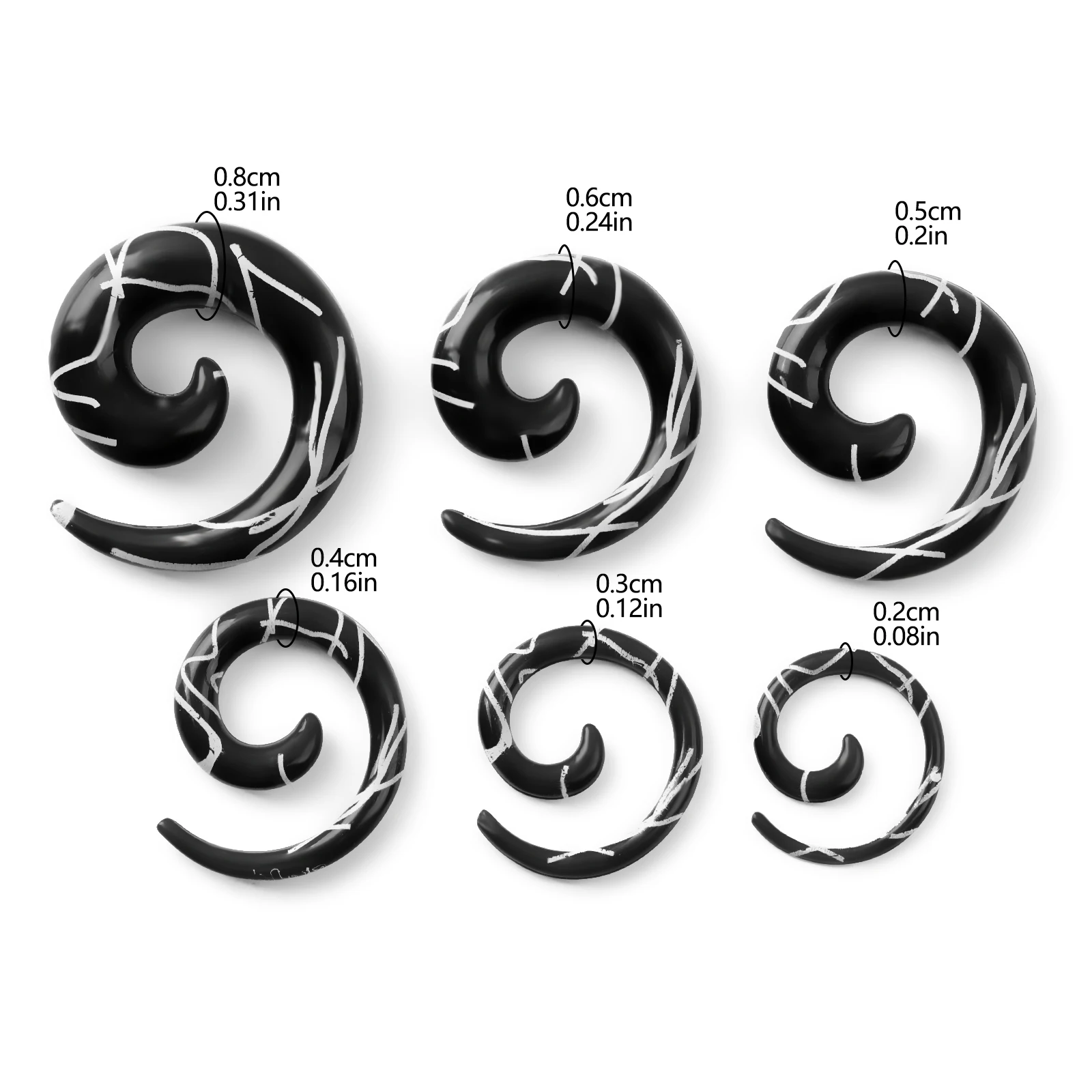 1pc Acrylic Ear Expanders Pointed Snail Earring Large-sized Auricle Ear Enlargement Popular Hip-Hop Body Piercing Jewelry