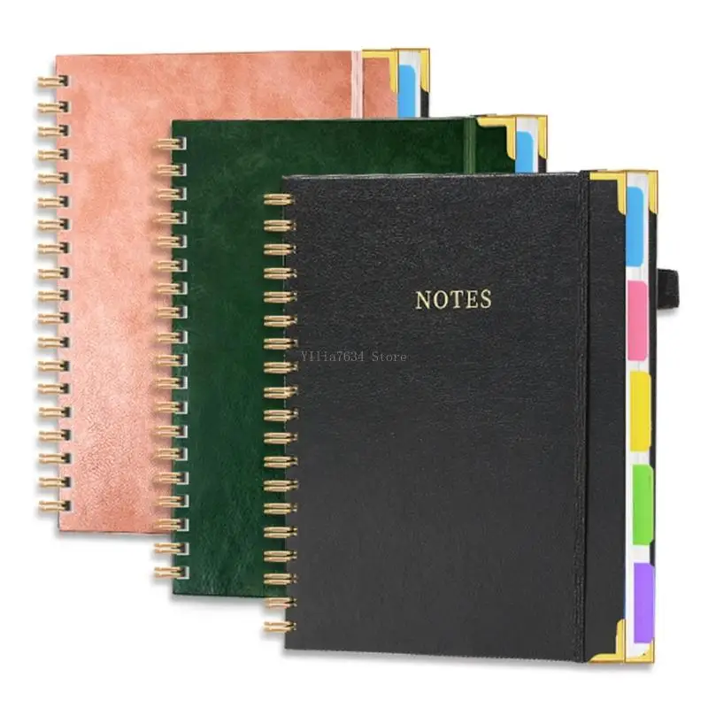 Twin Coil Binding Notebook PU Leather Business Notepads Light Weight Journal 10x8Inch For Daily Recording Note Taking