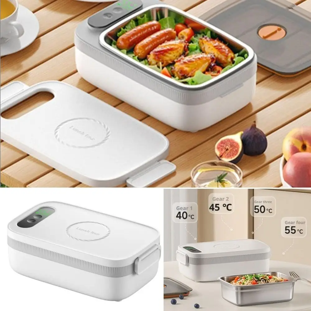 

с таймером и 4 настройками температуры Ланч-бокс с электрическим подогревом 7 настроек времени нагрева 4 настройки температуры для сохранения тепла Подогреватель еды