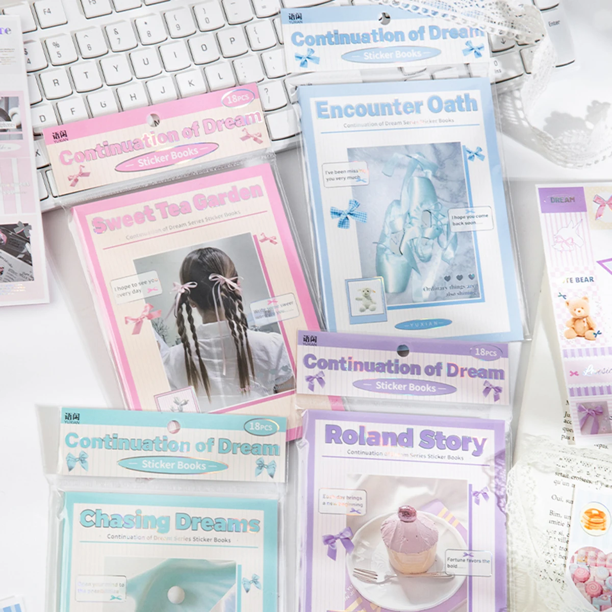 18pcs Dreamscape-themed Creative Stickers, Irregular Pattern Design Sticker Book, DIY Journal Scrapbook Decorations