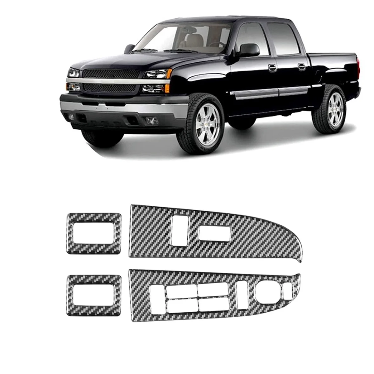 DGR-eCarbon Fiber for Chevy Silverado 1500 1999-2002 نافذة رفع التبديل غطاء إطار الكسوة الداخلية