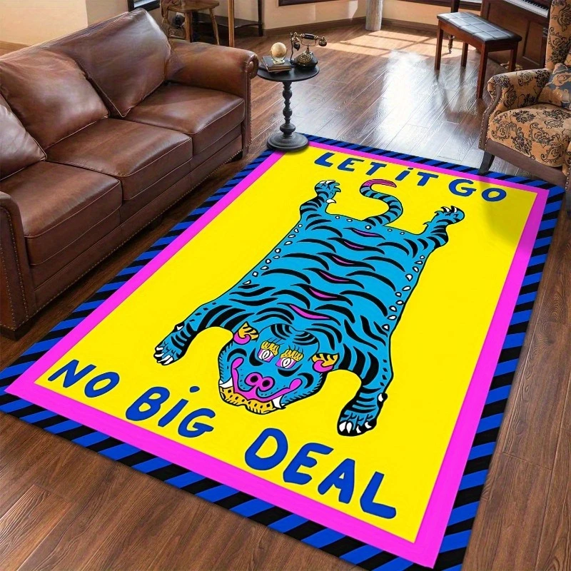 

Ancient Egypt Abstract Carpet and Rug for Living Room Mat Colorful Tiger Leopard Figure Bath Non-Slip Bedroom Flannel Home Decor