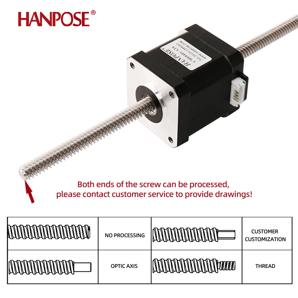 42 through motor 42HA48-T8*2- 200MM  linear screw  trapezoid screw reciprocating expansion 2-phase 4-wire stepper motor nema17