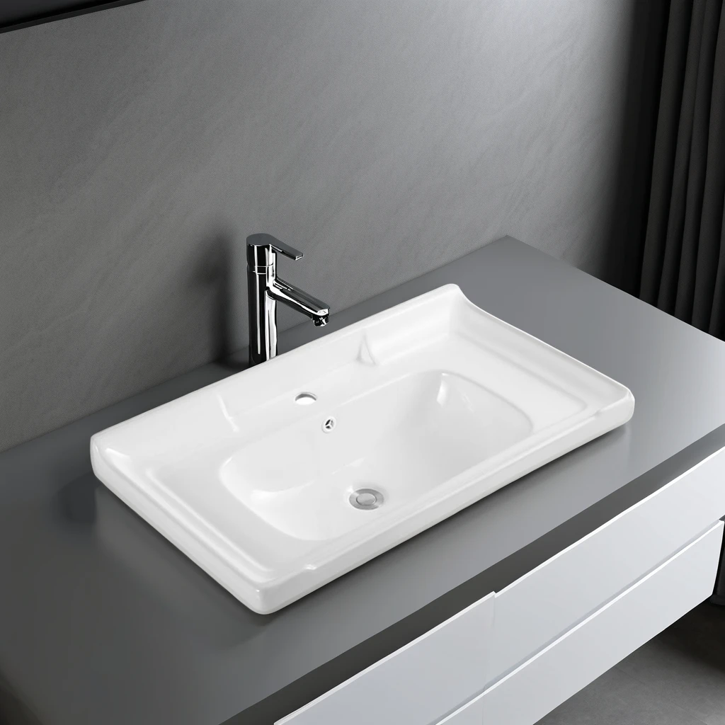 

Bathroom Household Top Mount Rectangular Sink Manufacturer Hot Sales Hand Wash Basin Ceramic Sink