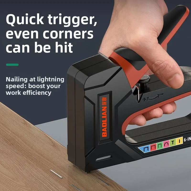 Baolian Heavy-duty 6-in-1 Manual Nail Gun and Nail Gun - A Versatile Tool Suitable for T/ U/ I-Shaped, and N-Shaped Nails