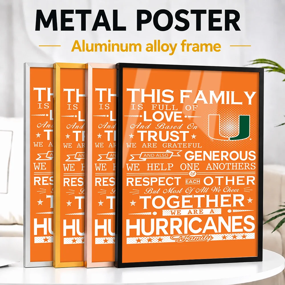 HURRICANES FAMILY Framed Metal Poster Personalized Photo Dynamic Action Style Wall Art For Game Room Thoughtful Supporter Gift