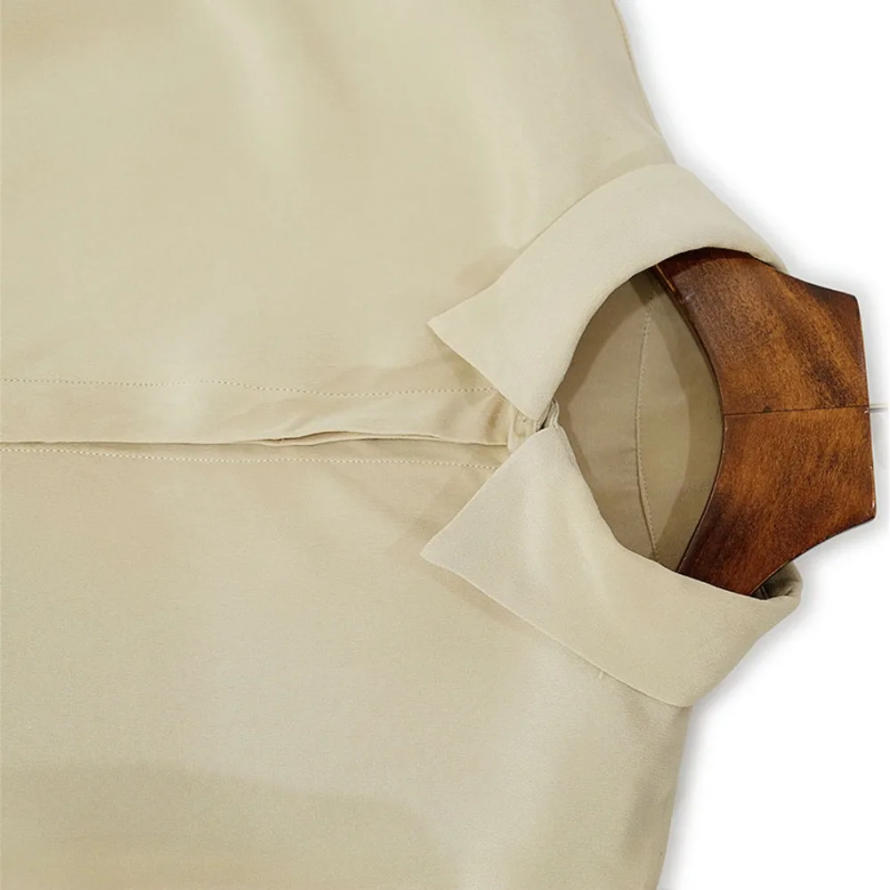 

Women's Autumn Clothing Skin-friendly Breathable Versatile Heavy 100% Natural Mulberry Silk Lapel Long Sleeved Champagne Shirt