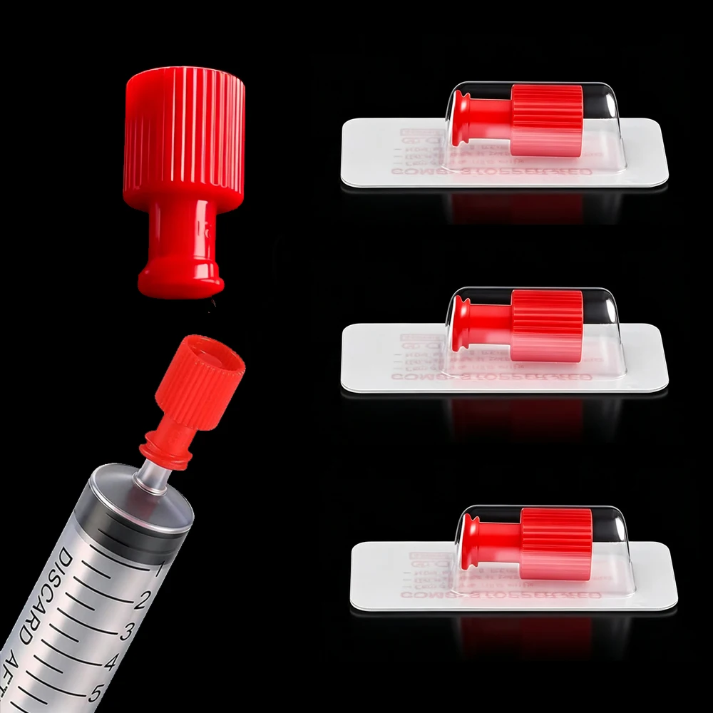 5/10/20/30/40/50Pcs Red Combi-Cap Male/Female Luer Lock Closure Spiral Plug Cap , Made of ABS, Sterile Individual Pack