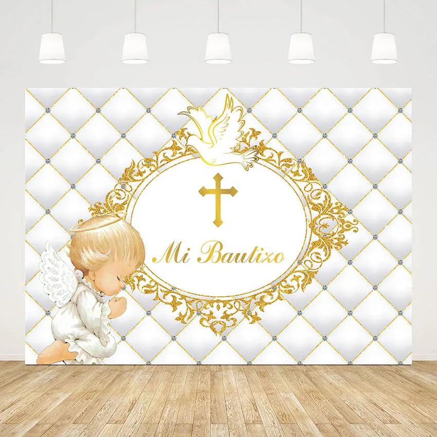 

Mehofond Mi Bautizo Baby Baptism Backdrop Little Angel First Holy Communion Newborn Christening Portrait Photography Background