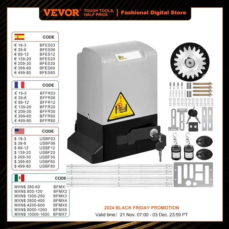 VEVOR Cancello Scorrevole,Apriporta per Garage Elettrico 4M, Rail Gate Opener per Porte Scorrevoli per Operatore, Kit per Telecomando per Porte da