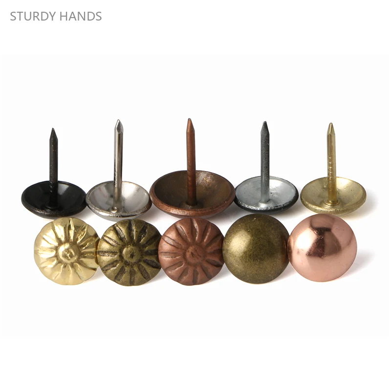 150PCS Carbon Steel Sofa Decorative Bubble Nail Vintage Gold Hard Pack Soft Pack Furniture Drum Nail Woodworking