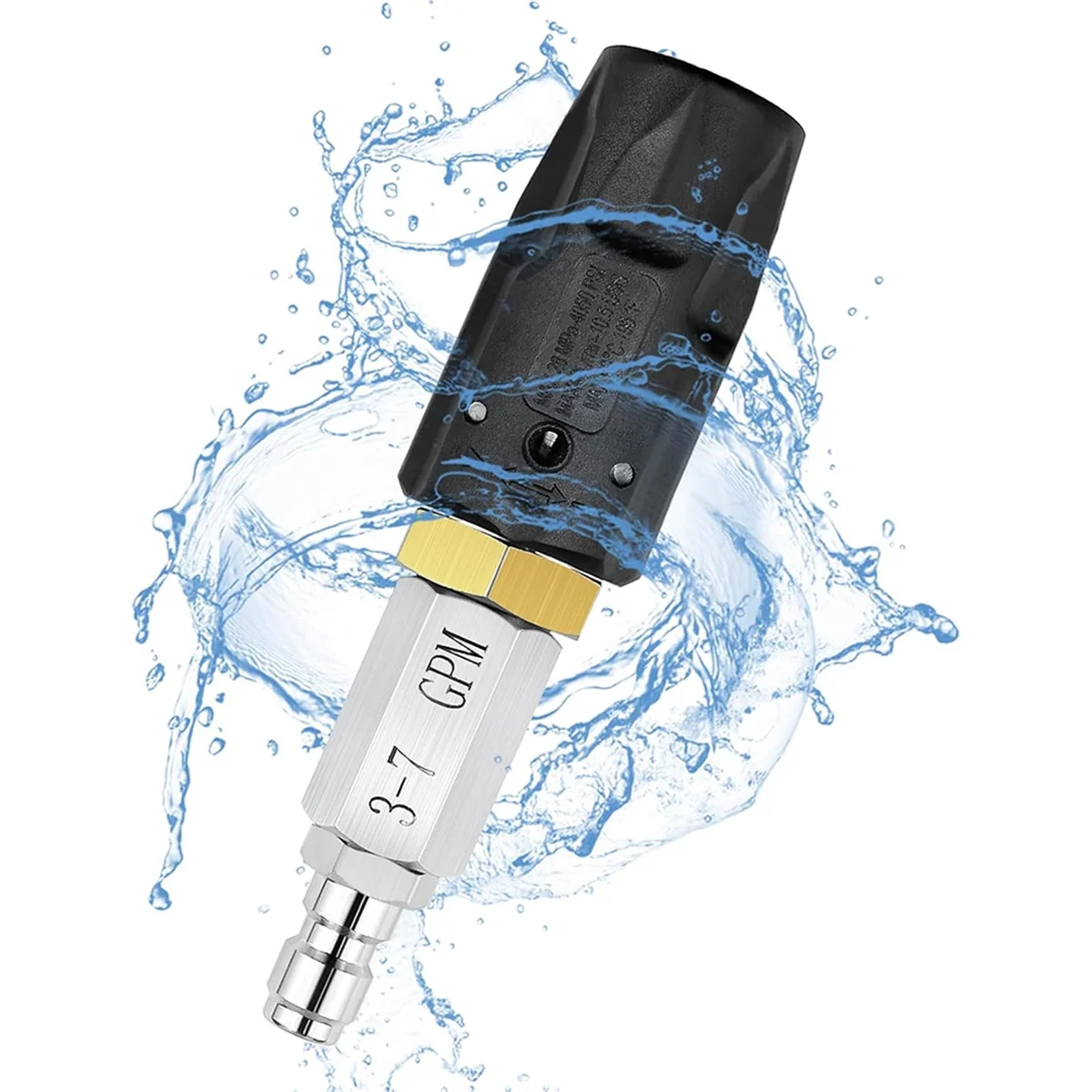 Boquilla de lavado suave ajustable A002, boquilla giratoria de 0 a 60 ° Patrón de pulverización para uso con lavadora a presión 3-7 GPM