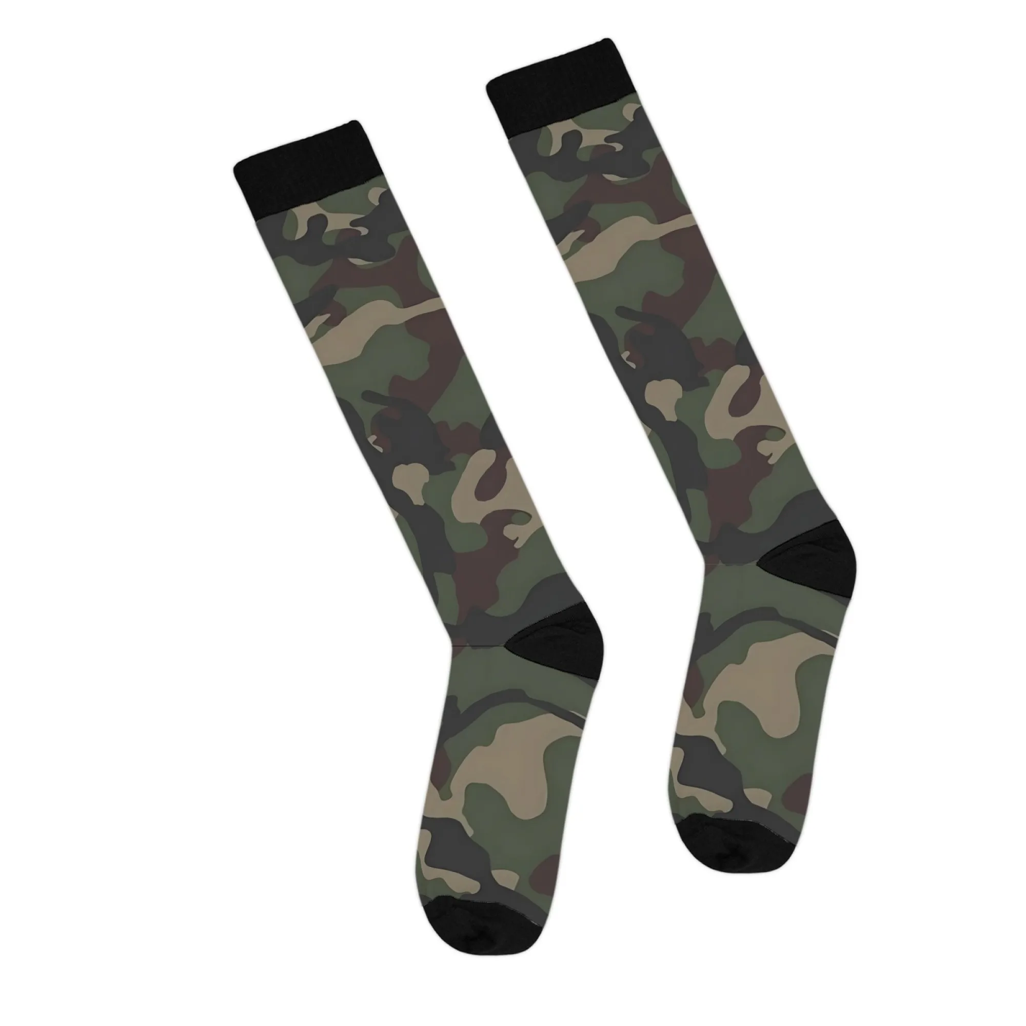 Vintage Retro Camouflage Knee High Socks 90s Military Fashion Throwback Distressed Camo Print & Streetwear Edge for Nostalgic view 3