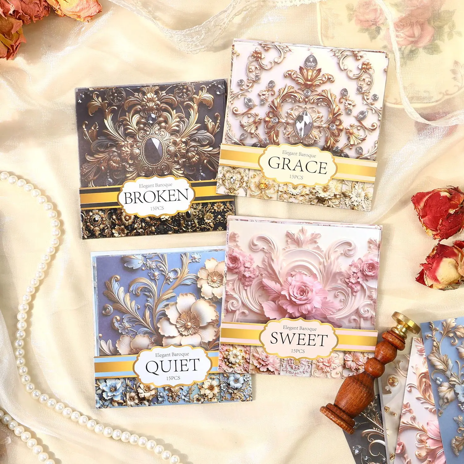 

24sets/lot Memo Pads Material Paper Elegant Baroque Journal Scrapbooking paper Card Background Decoration Paper