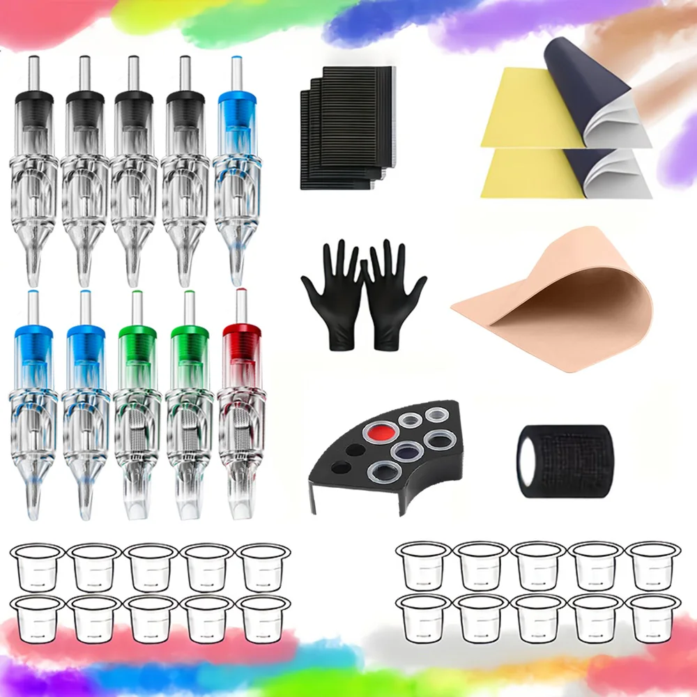 

Tattoo Practice Kit Contains Cartridgr Tattoo Needles Tattoo Transfer Papers Soft Rubber Fake Skin Beginner Tattoo Accessory Kit