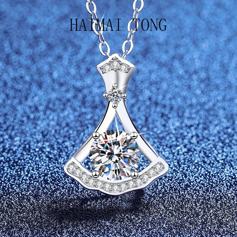 

HAIMAITONG PT950 платиновое европейское и американское ожерелье с маленькой юбкой mozzarella и бриллиантами, элегантное и великолепное групповое маятник moi