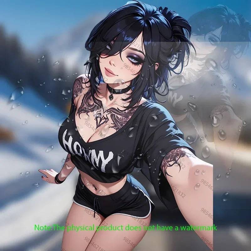 

1 шт., автомобильная наклейка с черными волосами для девочек-аниме-высококачественная виниловая водонепроницаемая наклейка для окон и бамперов-съемный дерзкий декор