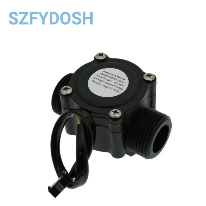 Water Flow Sensor Counter Meter FS300A 1-60L/min G3/4 DC 5-24V