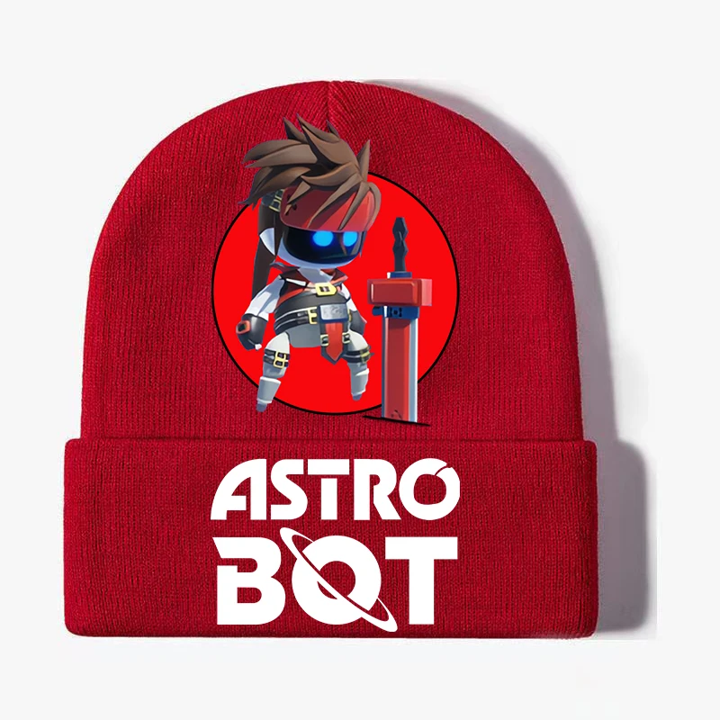 Astro Bot Game Cartoon Print Cap for Children, Cute Anime Hat, Kawaii Gifts, Warmth Sauna Gear, Fashion, Birthday Party, Winter