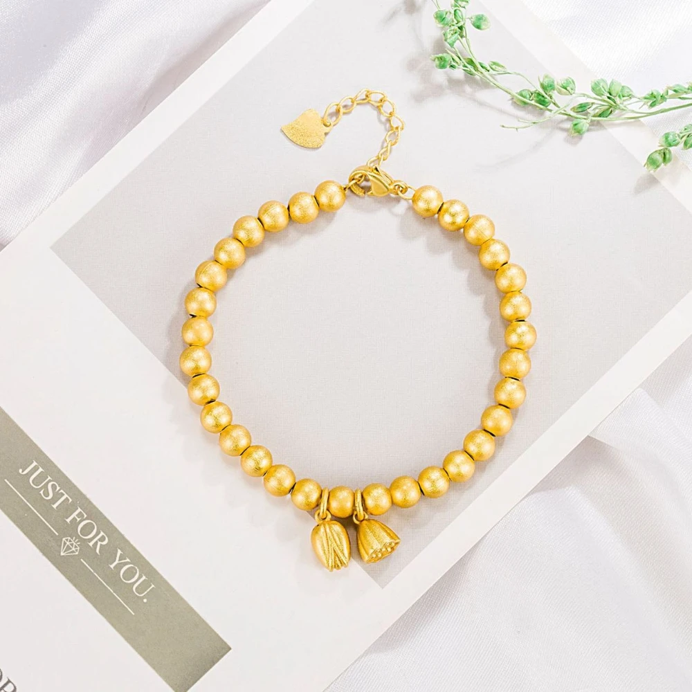 

925 Sterling Silver Fashion Light Luxury Ancient Gold Color Lotus Pod Lotus Bracelet Birthday Party Anniversary Gift
