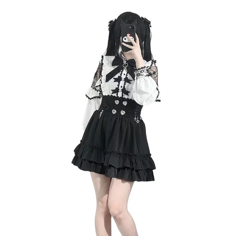 

Japanese College Style White Long-sleeved Shirt Set Women's 2026 Spring and Autumn New High-waisted and Thin Skirt Two-piece Set