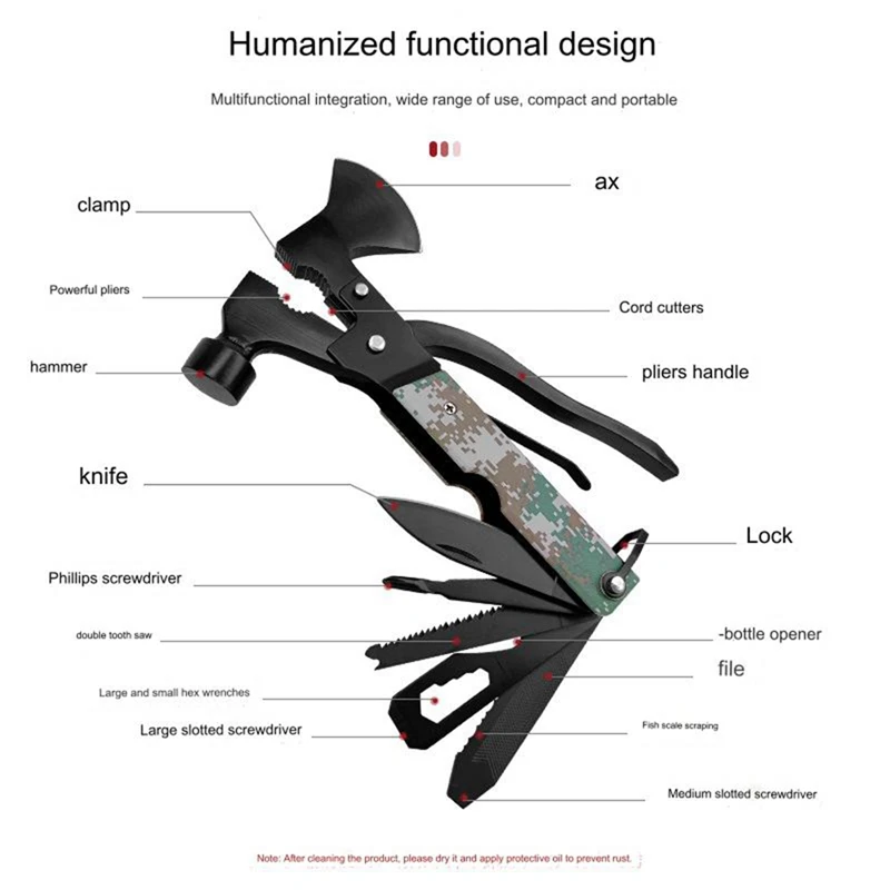 Hammer Multifunctional Ax Pliers Saw Wrench Corkscrew Cutter Combination Tools Combination Tools Outdoor Camping Outdoor Camping