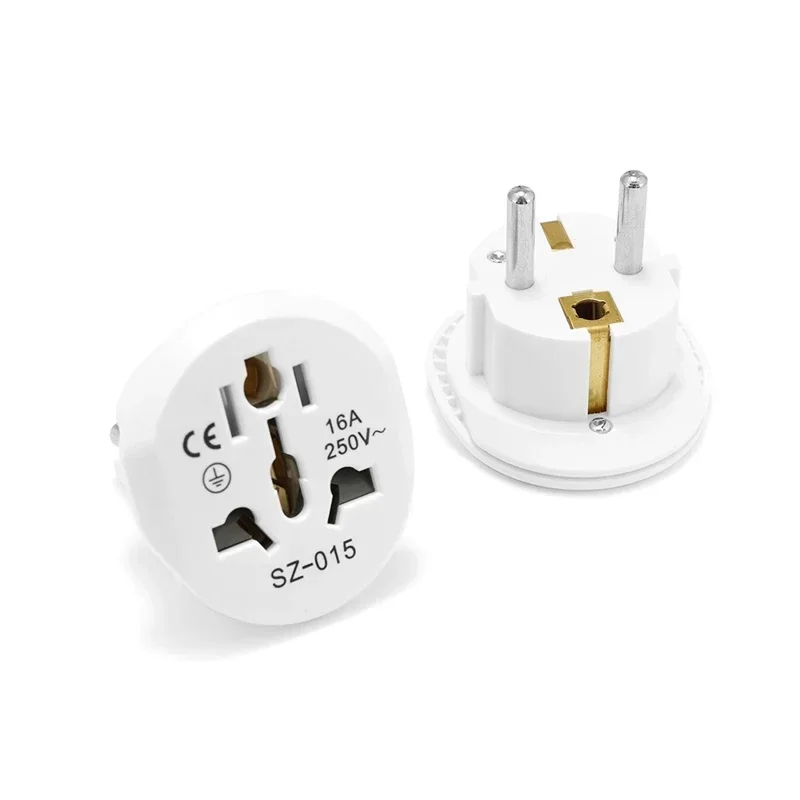 EU Plug Adapter 16A 250V EU Travel Adapter Converter 2 Round Socket High Quality Universal AU US UK CN To EU AC Wall Socket