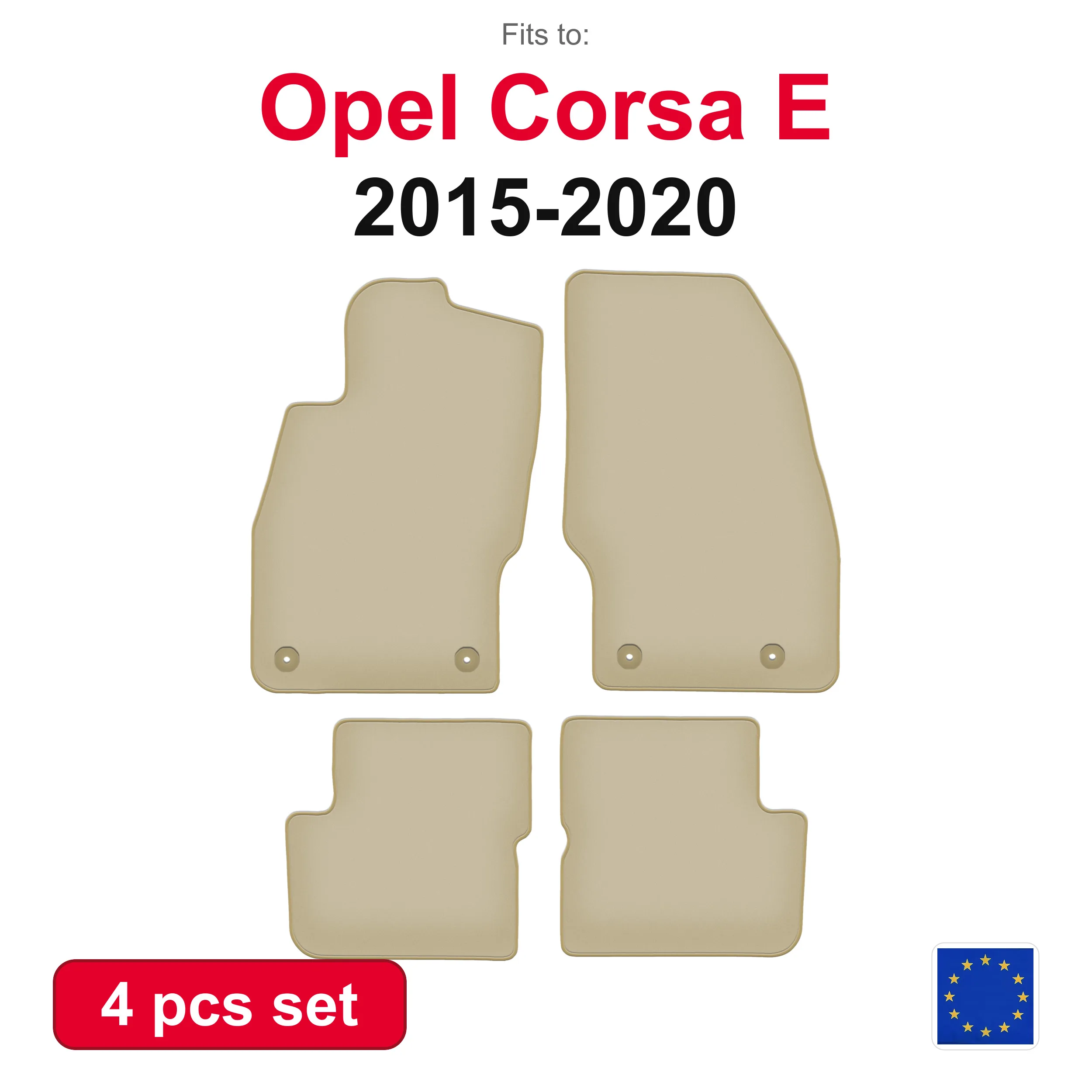 PREMIUM velours automatten voor Opel Corsa D hatchback (2006-2015) -beige passende (4 stuks) automattenset voor in de auto