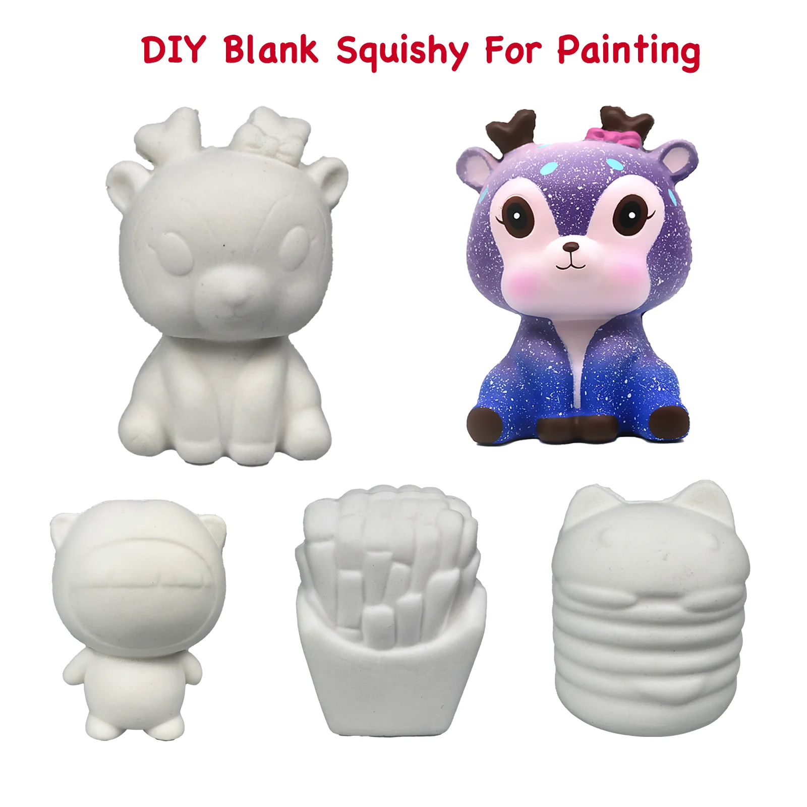 DIY Blank Squishy Toys,Slow Rise White Squishy Antistress Anxiety Anti Stress Relief Toys For Kids Children Painting ADHD Autism