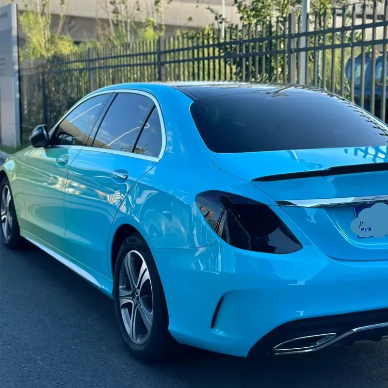 Custom Self Adhesive Car Wrapping Film Blue Black Gradient PET Material Printed Vehicle Vinyl Wrap Sticker