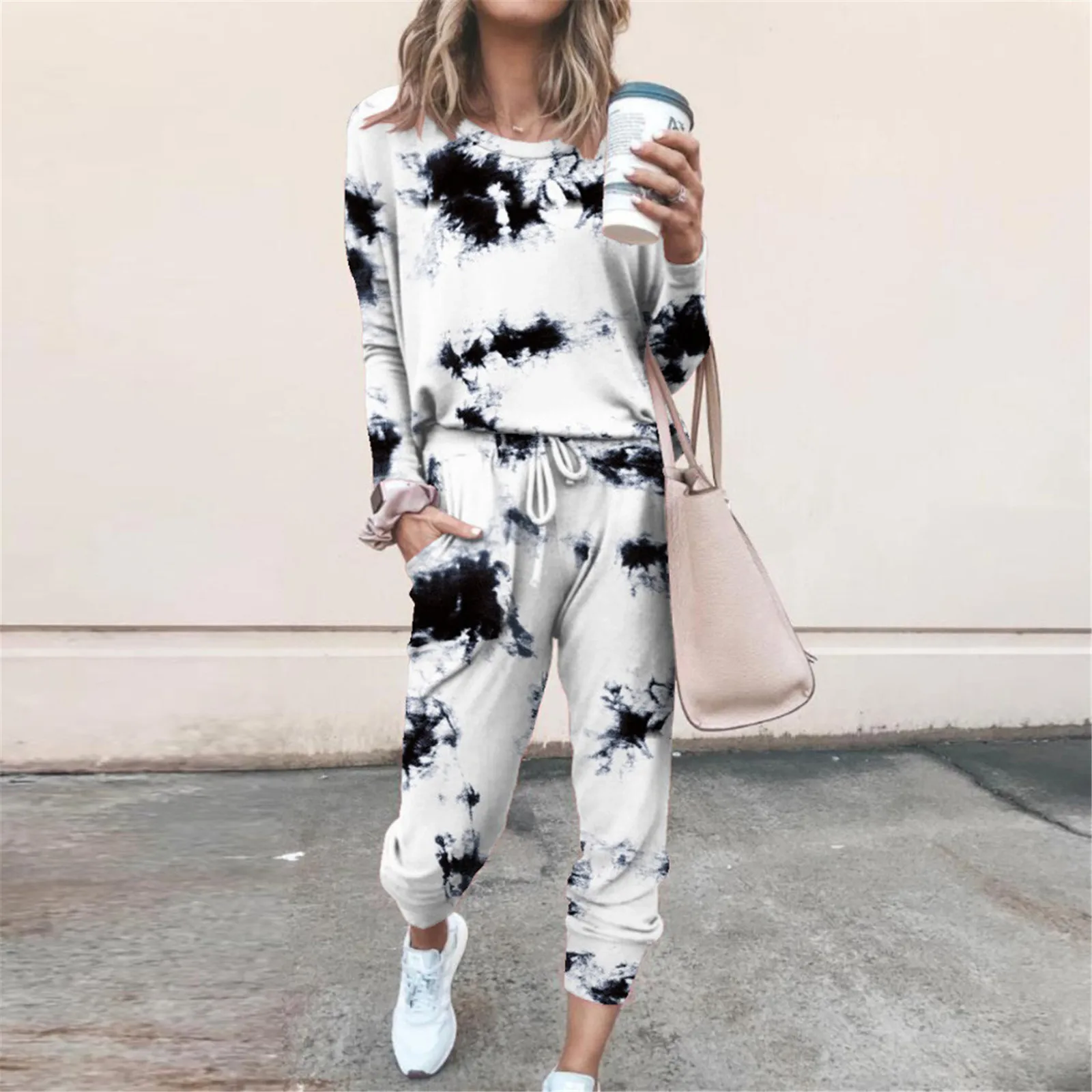 

Women Print Hooded Sweatshirts+Long Pants Casual Sport Suits Plus Size Tracksuits Warm Long Sleeve Hoodies Two Piece Sets