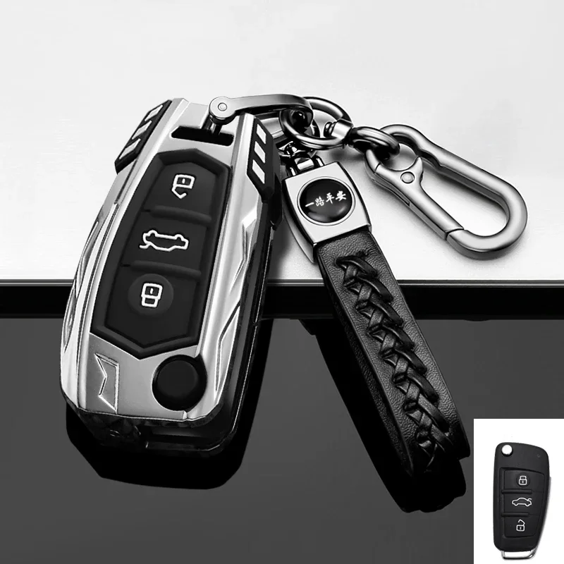 Zinc Alloy Car Key Cases Protector Cover For Audi A1 A3 A6 Q2 Q3 Q7 TT TTS R8 S3 S6 RS3 RS6 3 Buttons Folding Remote Control key