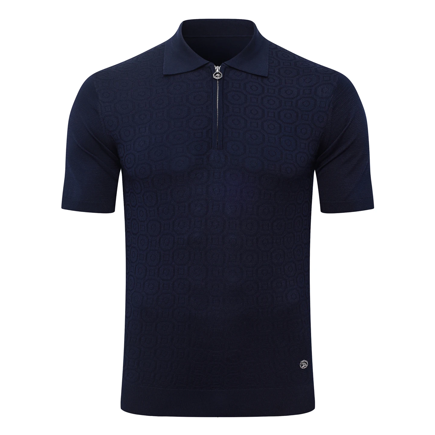 OECHSLI polo shirt silk men 2027 New fashion embroidery elastic short sleeve thin zipper quality comfortable big size M-5XL
