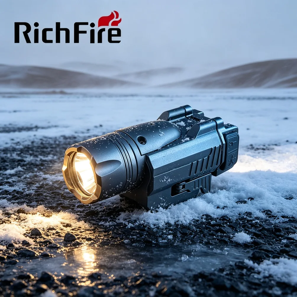 RichFire 2-in-1 Tactical Flashlight Green Laser Combo, 1350LM Rechargeable LED Torch, Quick Installation 20mm Rail for Hunting