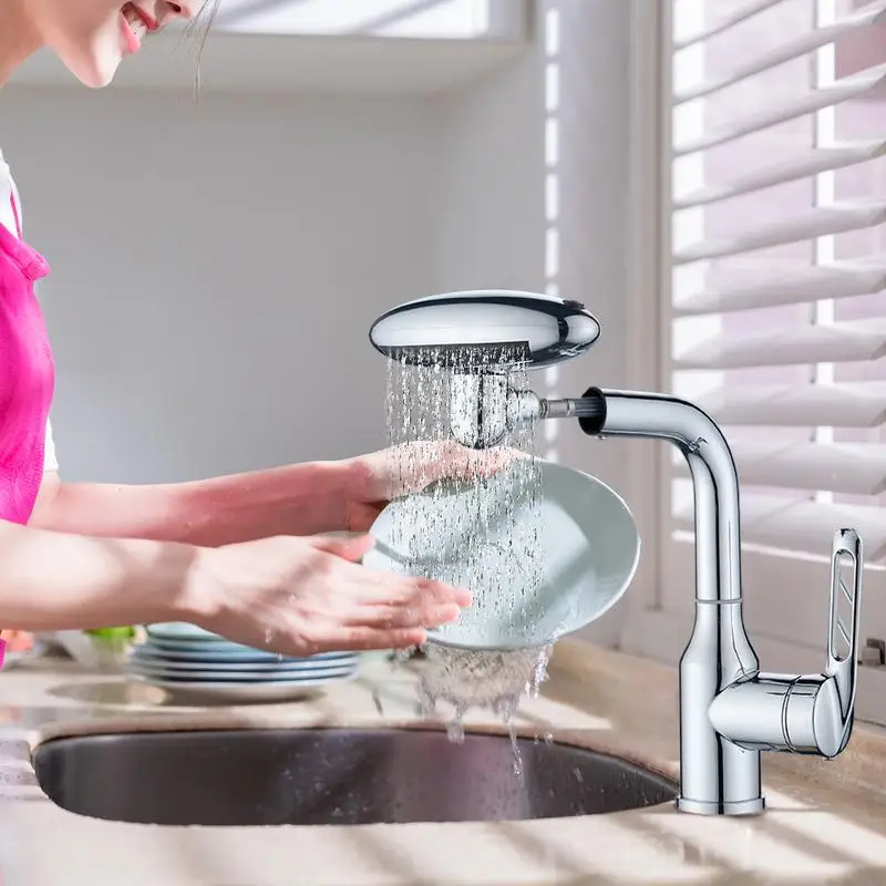 

Water Faucet Bathroom Faucet with Single Handle Leak-Proof 360 Degree Rotation Spout Design 4 Modes Hardware for Laundry Room RV
