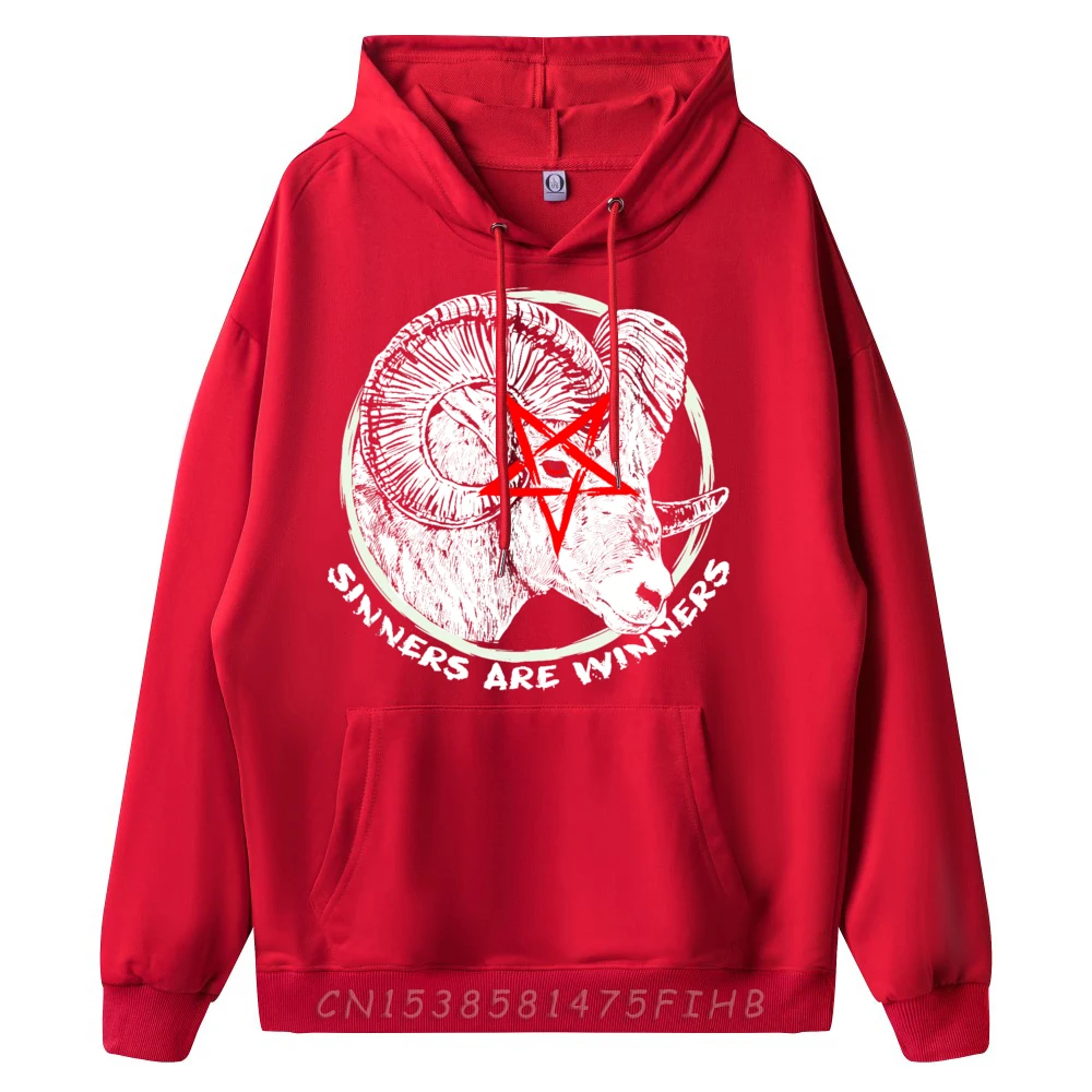Funny Satanic Goth Sinners Are Winner Hoodies Hip Hop Christmas Long Sleeve Crewneck Hoodies Female Leisure Hoodies
