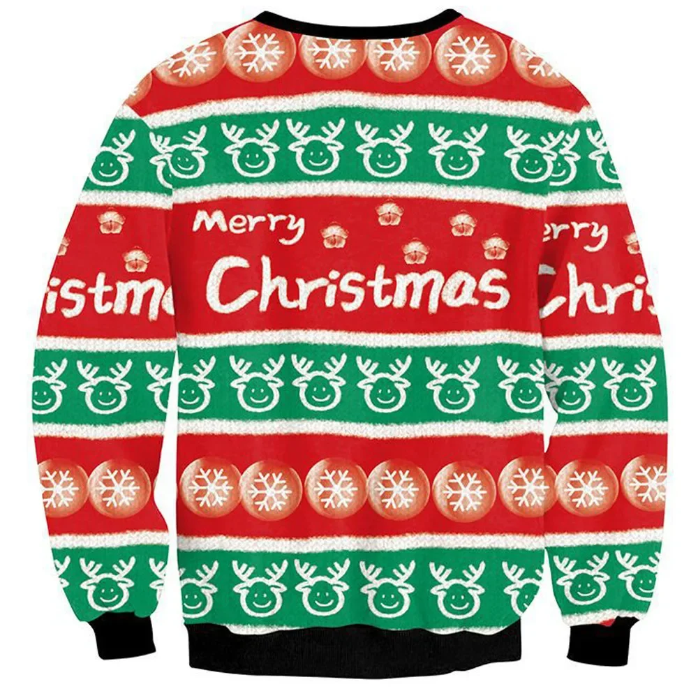 2025 Men Women New Year Eve Holiday Party Sweatshirt Pullover Xmas Jumper Tops Unisex Reindeer Snowflakes Ugly Christmas Sweater