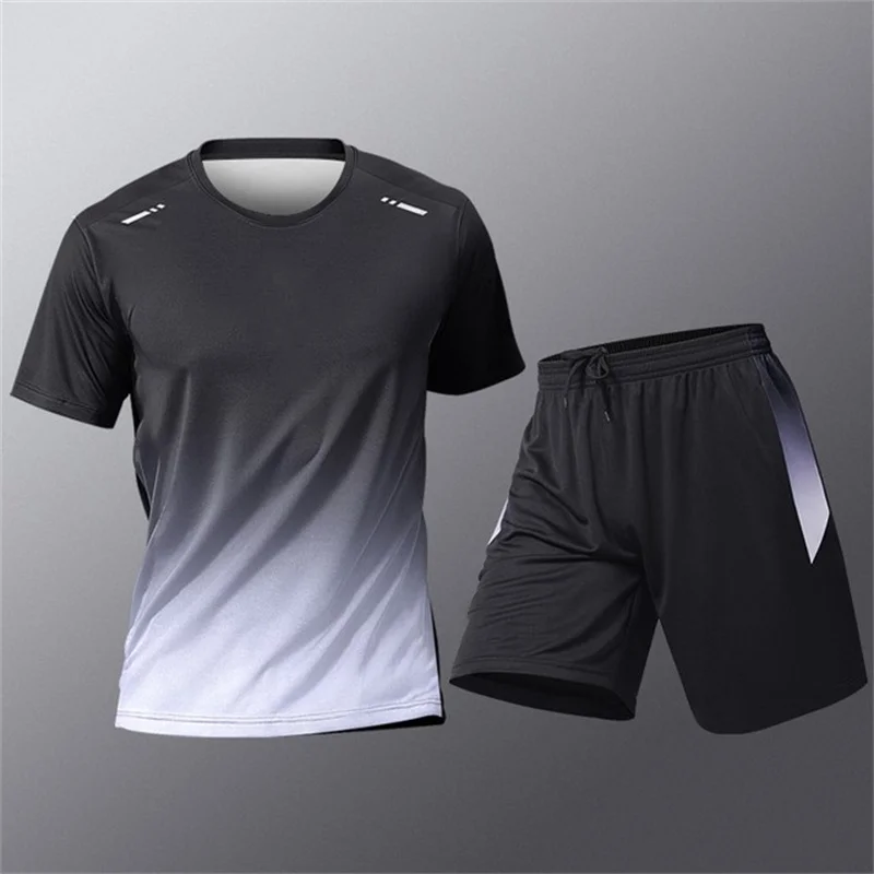 Traje de gradiente transpirable para hombre y mujer, cómodo, ropa deportiva informal para exteriores, camiseta de bádminton, ropa suelta para correr